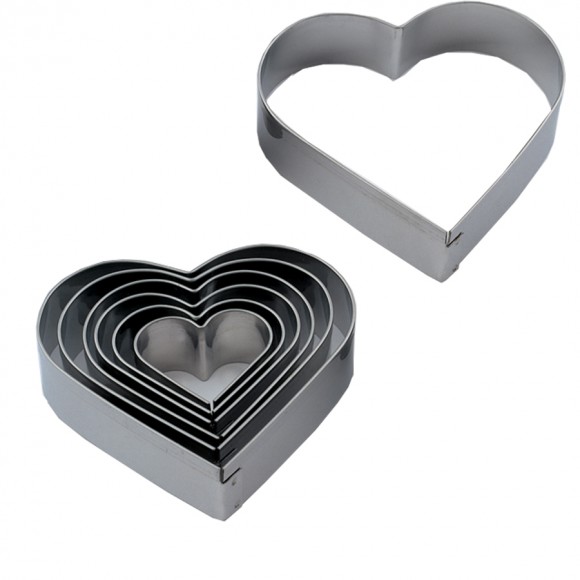 Комплект метални кутери "Сърце" - 7 елемента